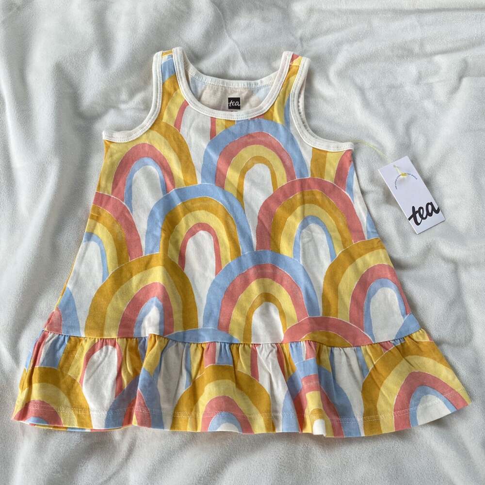 NEW Tea Collection Rainbow Ruffle Dress - Picture 1 of 2